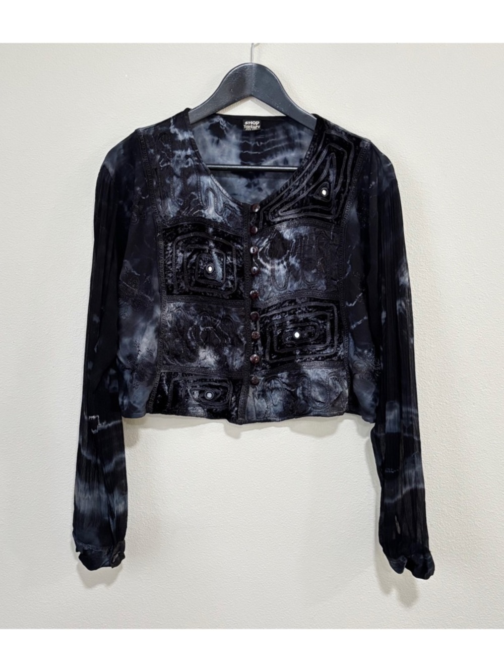 Shop Therapy One Size Fits Most Tie Dye Long Sleeve Button Down Blouse